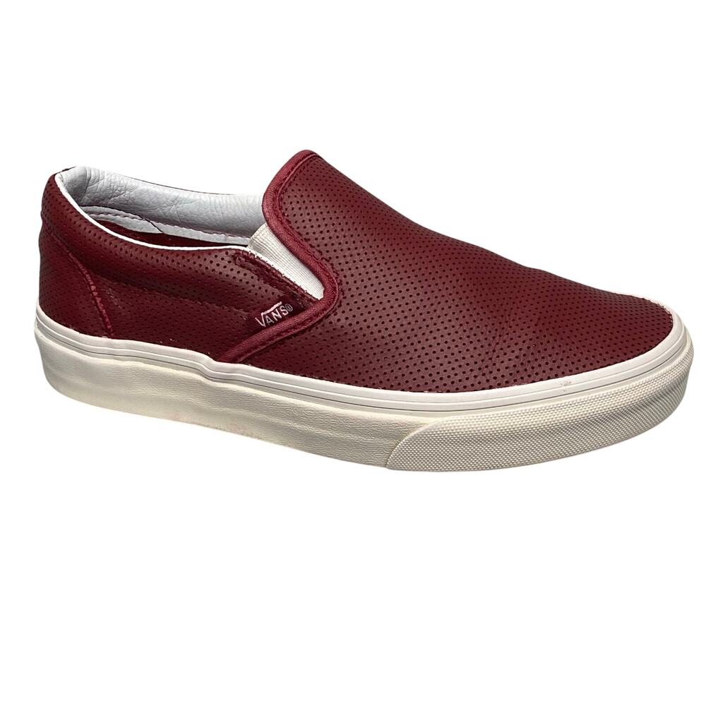 Vans Classic Slip-On Sneakers Maroon Perforated Leather